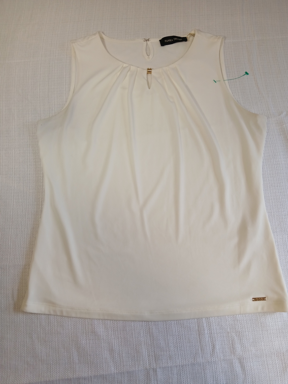 Ivanka Trump Cream Sleeveless Top with Gold Accent